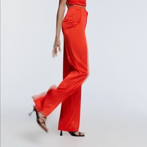 Zara red satin pants